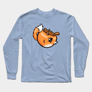 Fox Cute Coffee Cup Cartoon Illustration Long Sleeve T-Shirt